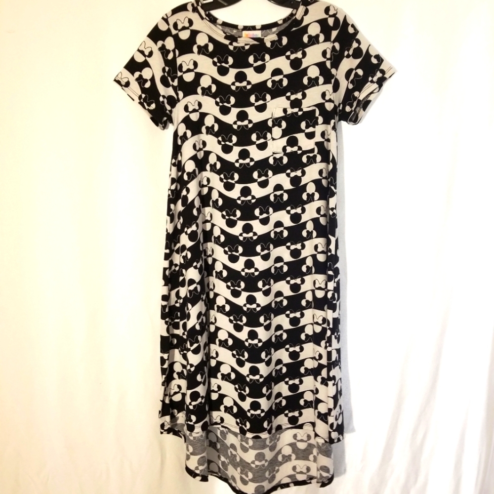 DISNEY MINNIE MOUSE BLACK & WHITE CARLY HI LOW DRESS XS COMFORTABLE LULAROE GIFT